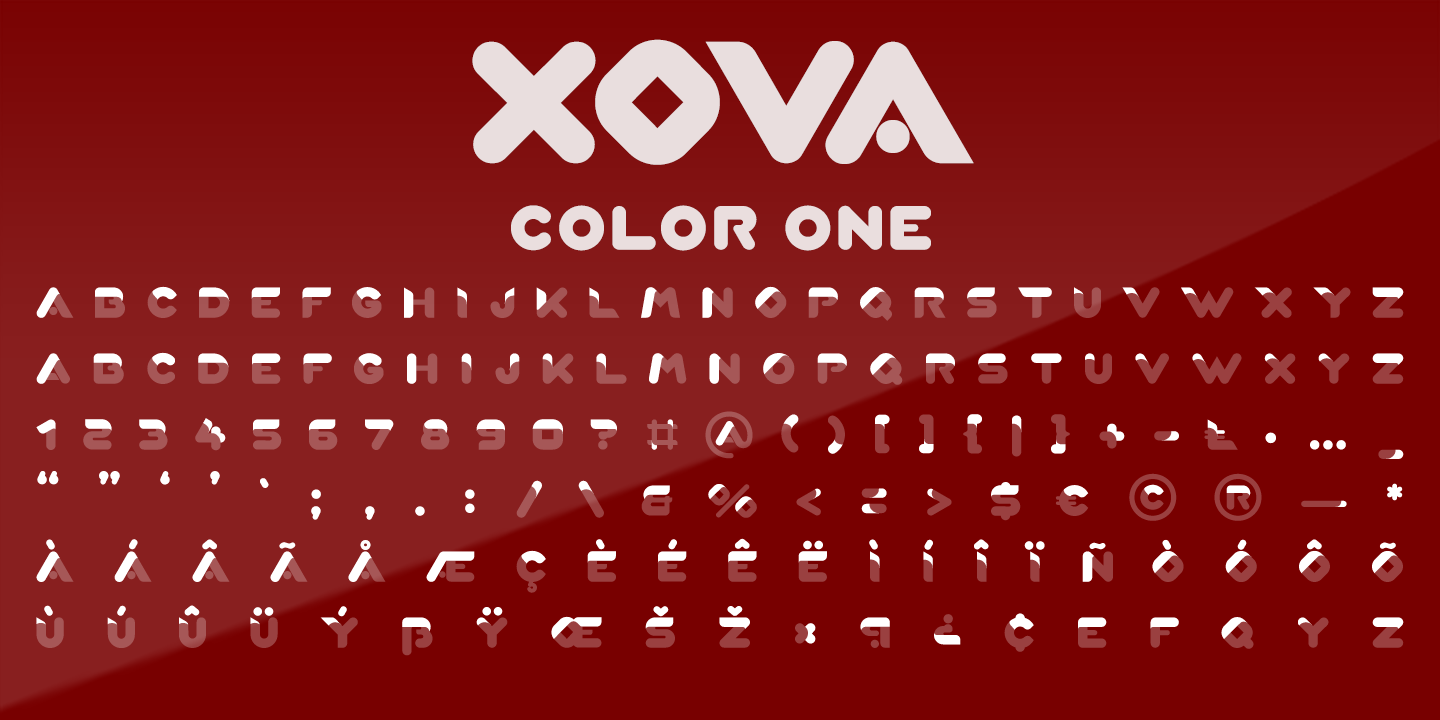 Xova Layered COLOR FOUR Font preview